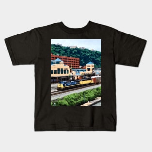 Pittsburgh PA - Freight Train Going By Station Square Kids T-Shirt